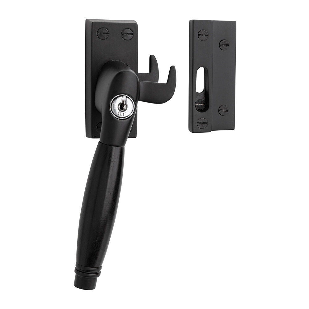 De Oude Deurklink Klassieke raamsluiting zwart met slot en ventilatiestand links