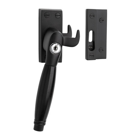De Oude Deurklink Klassieke raamsluiting zwart met slot en ventilatiestand links