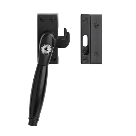 De Oude Deurklink Klassieke raamsluiting zwart met slot en ventilatiestand links
