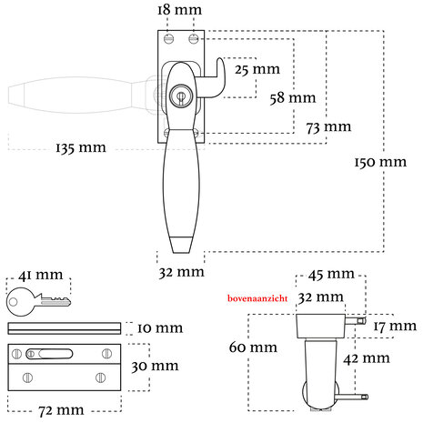 De Oude Deurklink Klassieke raamsluiting mat nikkel met slot en ventilatiestand links De Oude Deurklink Klassieke raamsluiting mat nikkel met slot en ventilatiestand links