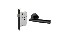 Mooi Deurbeslag Deurbeslag set loopslot en deurklink Modern geveerd zwart Mooi Deurbeslag Deurbeslag set loopslot en deurklink Modern geveerd zwart