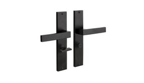 Mooi Deurbeslag Deurklink Lusso geveerd met schild wc slot 55/8mm mat zwart Mooi Deurbeslag Deurklink Lusso geveerd met schild wc slot 55/8mm mat zwart