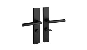 Mooi Deurbeslag Deurklink Ferro geveerd met schild wc slot 55/8mm mat zwart Mooi Deurbeslag Deurklink Ferro geveerd met schild wc slot 55/8mm mat zwart