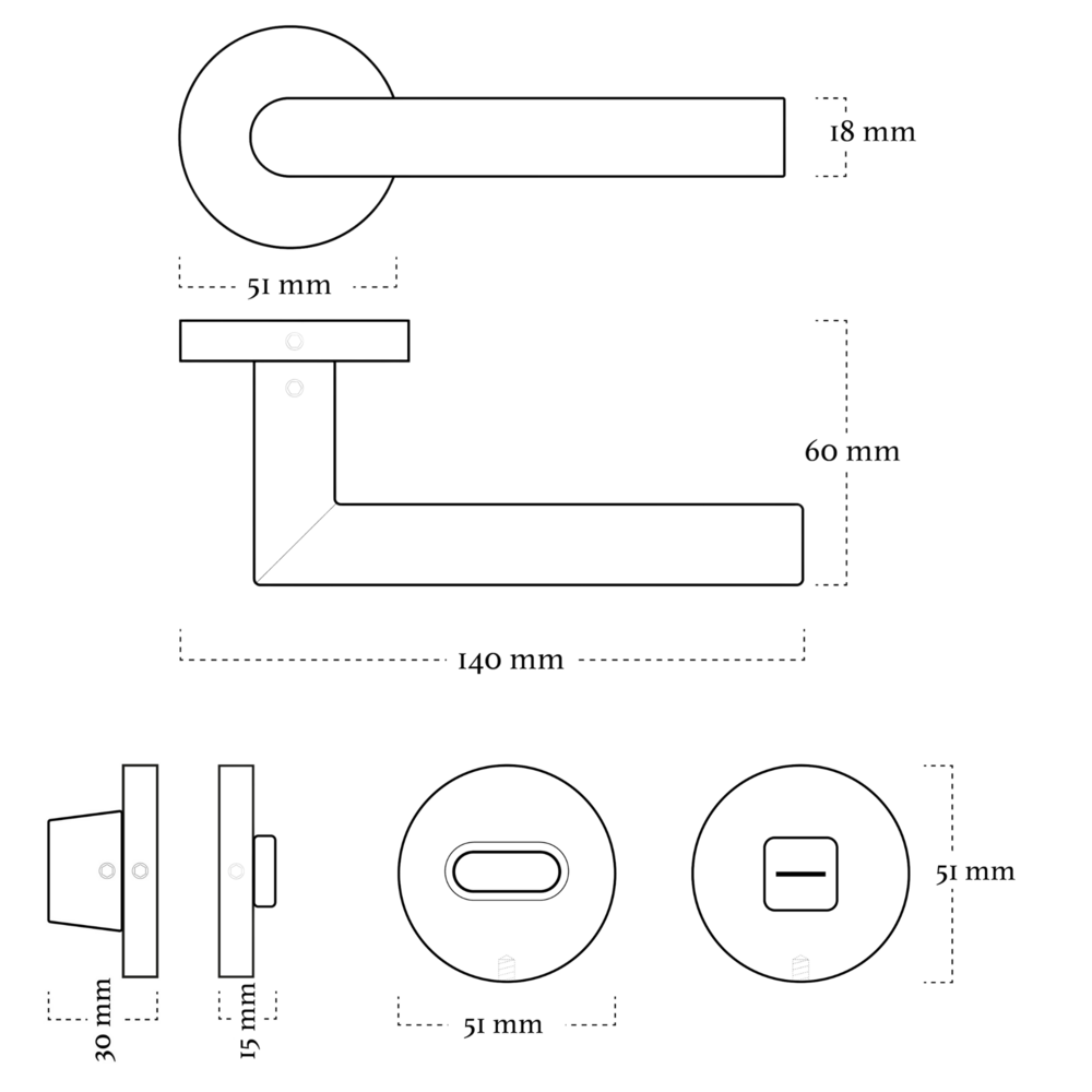 Mooi Deurbeslag Deurbeslag set met WC-slot en deurklink Modern geveerd zwart Mooi Deurbeslag Deurbeslag set met WC-slot en deurklink Modern geveerd zwart