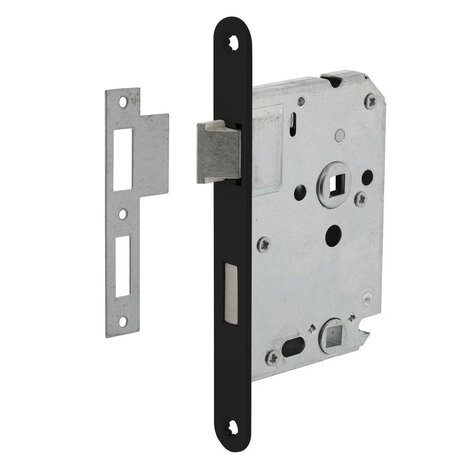 Mooi Deurbeslag Deurbeslag set met WC-slot en deurklink Modern geveerd zwart Mooi Deurbeslag Deurbeslag set met WC-slot en deurklink Modern geveerd zwart