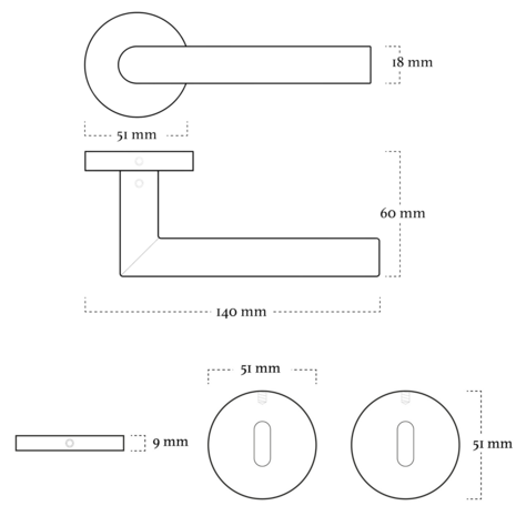 Mooi Deurbeslag Deurbeslag set met slot, sleutelrozet en deurklink Modern geveerd zwart