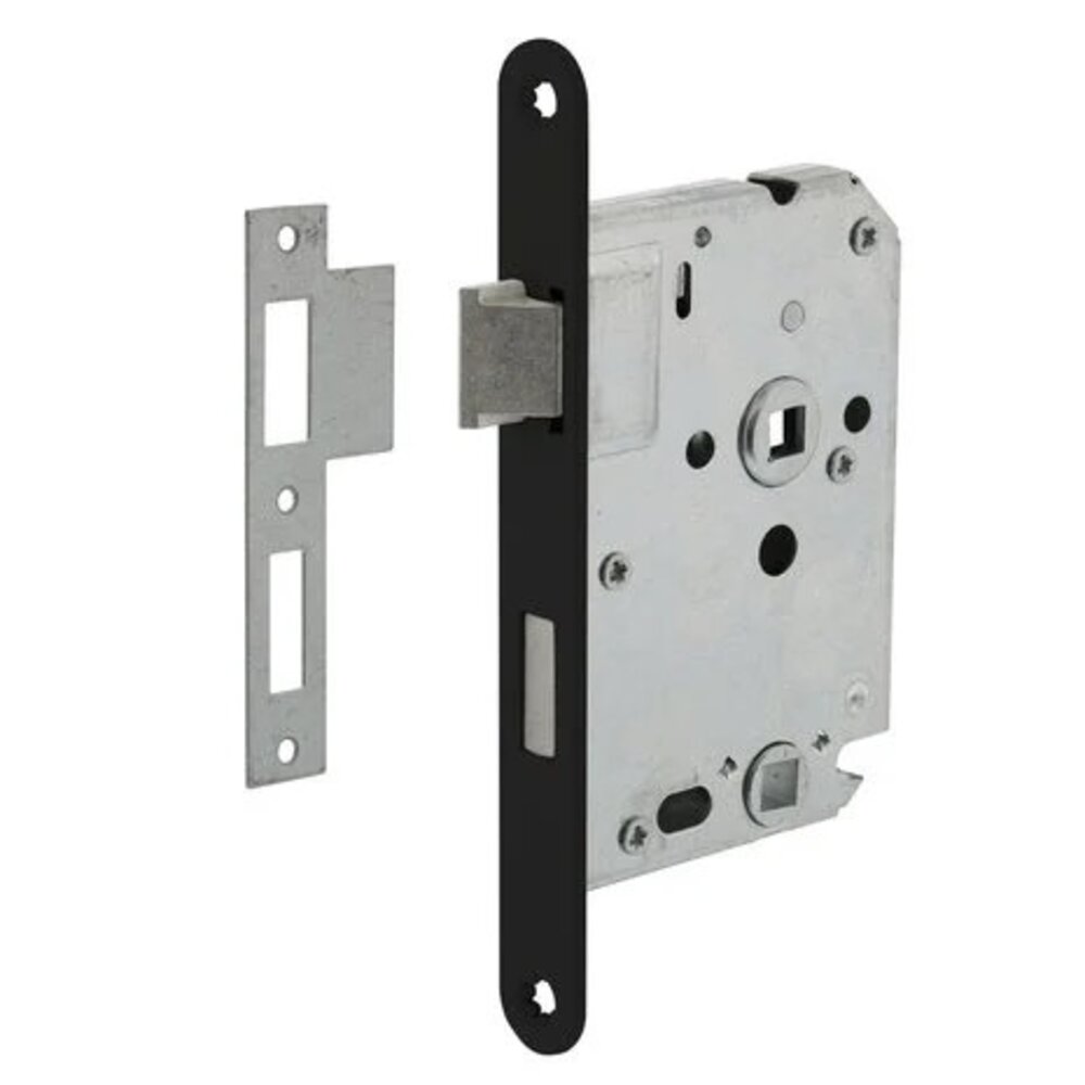 Mooi Deurbeslag Deurbeslag set met WC-slot en deurklink Nova21 geveerd zwart Mooi Deurbeslag Deurbeslag set met WC-slot en deurklink Nova21 geveerd zwart