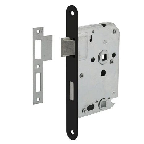 Mooi Deurbeslag Deurbeslag set met WC-slot en deurklink Nova21 geveerd zwart Mooi Deurbeslag Deurbeslag set met WC-slot en deurklink Nova21 geveerd zwart