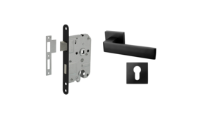 Mooi Deurbeslag Deurbeslag set met slot, cilinderrozet en deurklink Nova21 geveerd zwart Mooi Deurbeslag Deurbeslag set met slot, cilinderrozet en deurklink Nova21 geveerd zwart