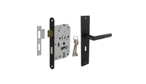 Mooi Deurbeslag Deurbeslag set Ferro met sleutelgat en slot Mooi Deurbeslag Deurbeslag set Ferro met sleutelgat en slot