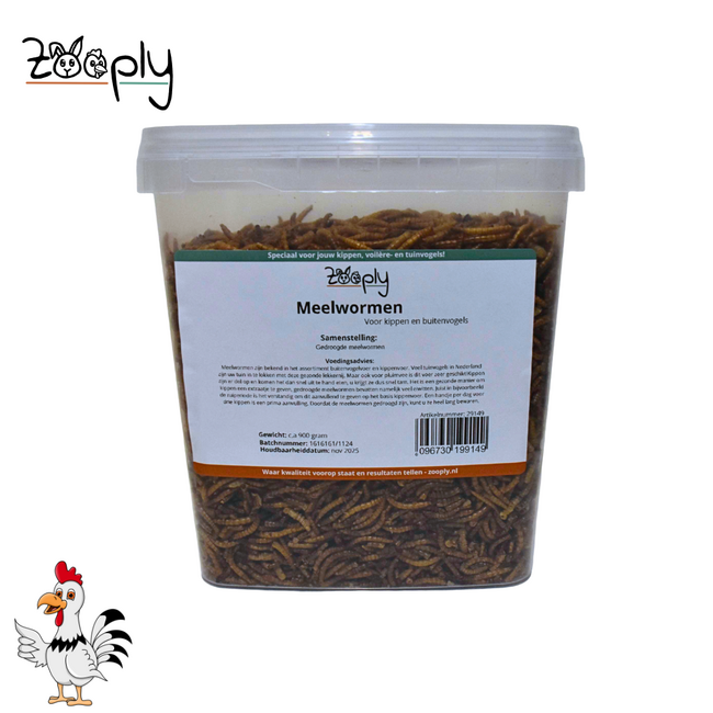 Meelwormen voor kippen en ander pluimvee – Gezonde traktatie voor kippen – In emmer – 900 gram