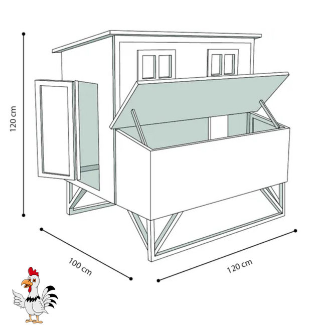 Kippenhok - Handig verblijf voor kippen - 120 x 99 x 120 cm - Grijs