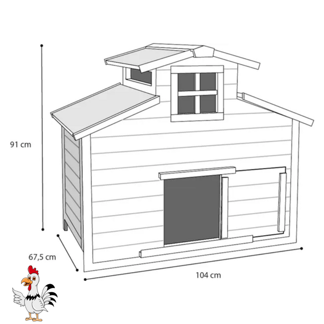 Kippenhok - Handig verblijf voor kippen - 104 x 67,5 x 91 cm - Wit