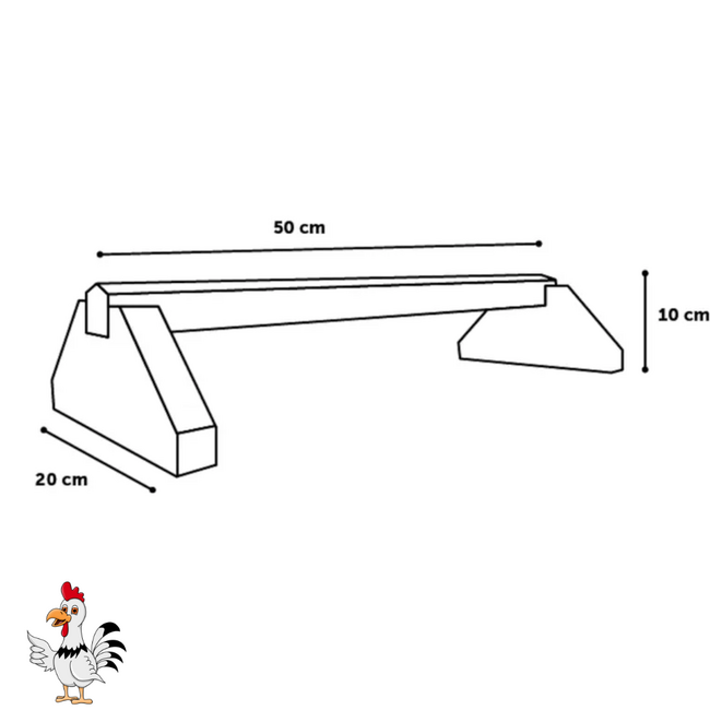 Kippenzitstok - Handige zitstok voor kippen - 50 x 20 x 10 cm - Hout