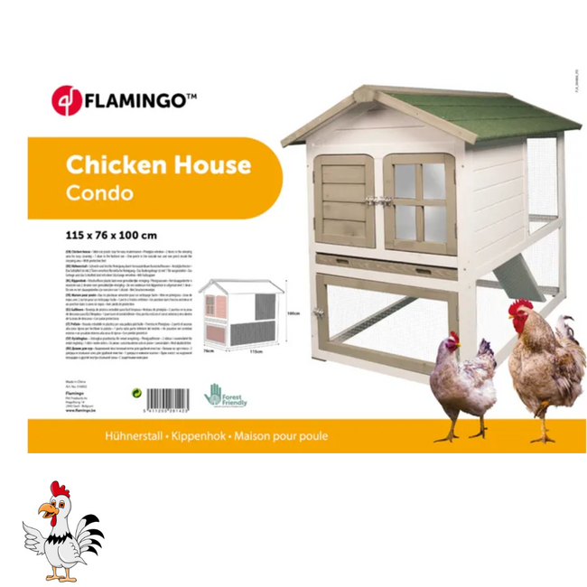 Kippenhok met ren - Handig verblijf voor kippen - 115 x 76 x 100 cm - Wit