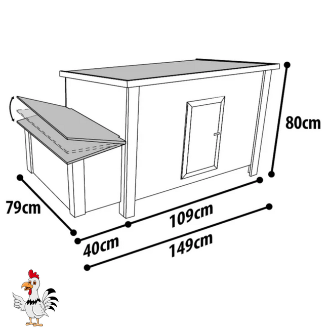 Kippenhok - Handig verblijf voor kippen - 149 x 79 x 80 cm - Grijs
