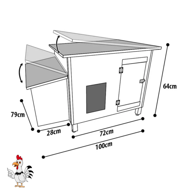Kippenhok - Handig verblijf voor kippen - 100 x 79 x 64 cm - Grijs