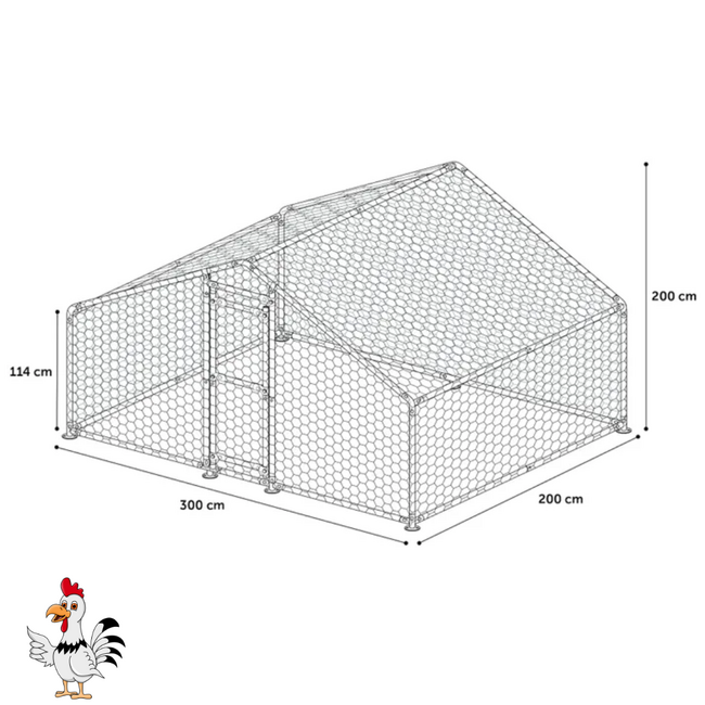 Kippenren - Veilige buitenruimte voor kippen - 2 x 3 x 2 m