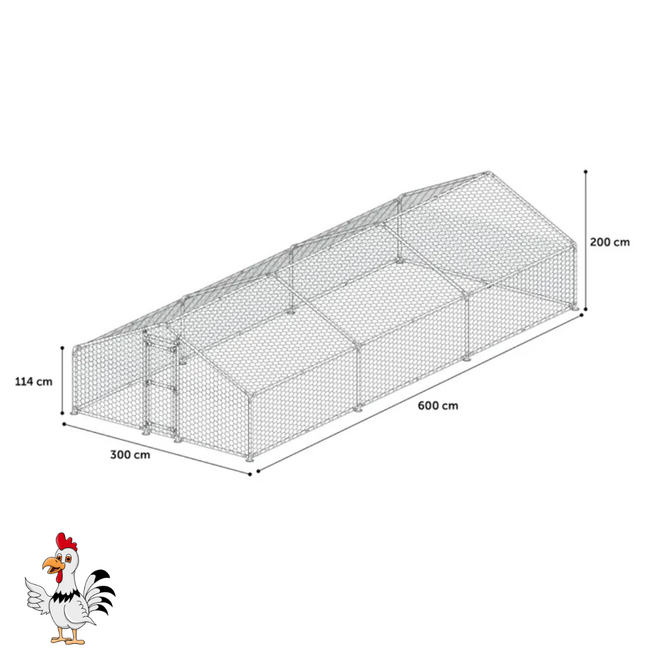 Kippenren - Veilige buitenruimte voor kippen - 6 x 3 x 2 m