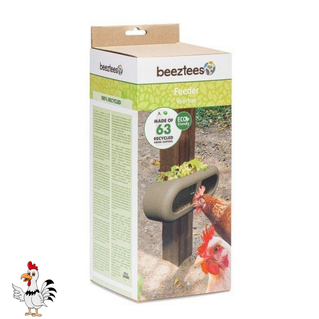 Voerbak – Handige voerbak voor kippen -  30x13x13 cm – Grijs