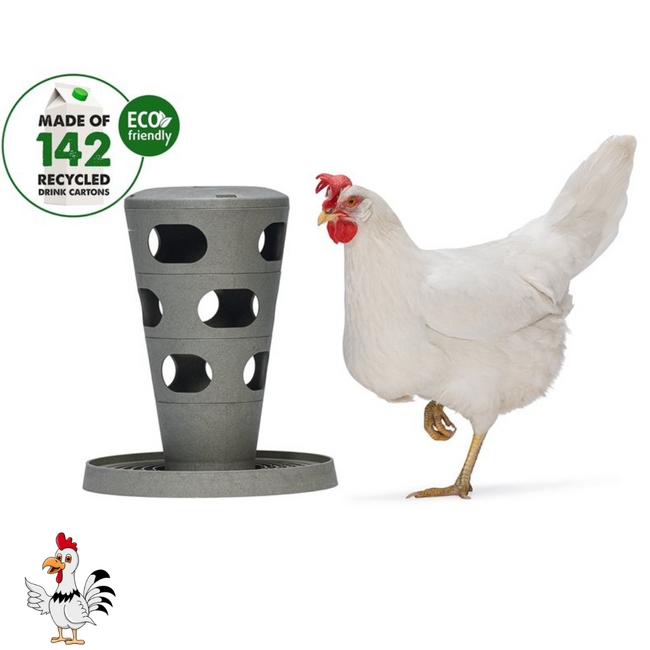 Voertoren – Handige voertoren voor kippen - 30x30x36 cm – Grijs
