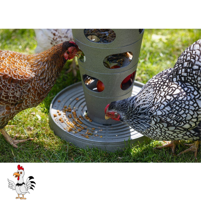 Voertoren – Handige voertoren voor kippen - 30x30x36 cm – Grijs