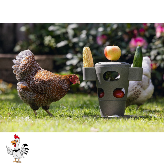 Snacktoren – Speelgoed voor kippen - 30x30x32,5 cm – Grijs