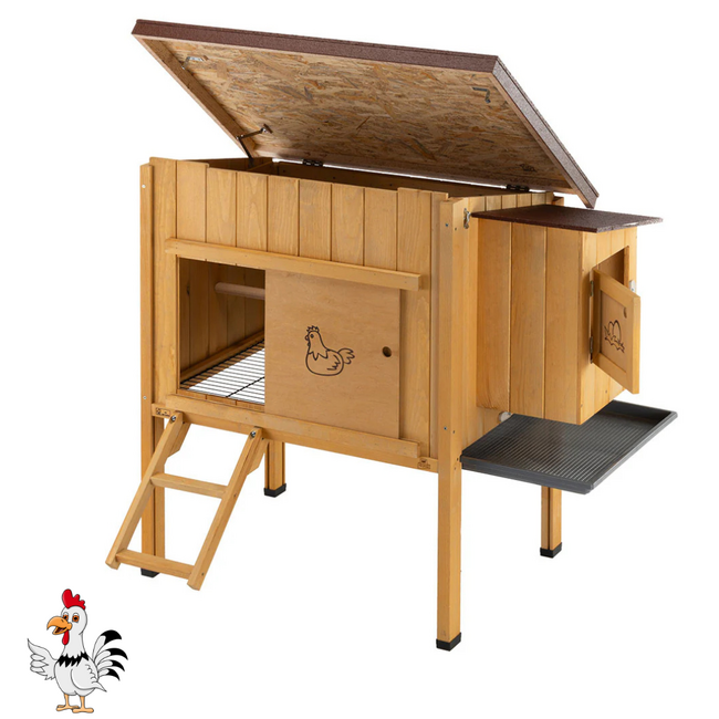 Kippenhok – Handig verblijf voor kippen - 124 x 98 x 110 cm - Bruin