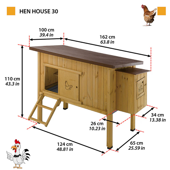 Kippenhok - Handig verblijf voor kippen - 162 x 100 x 110 cm - Bruin