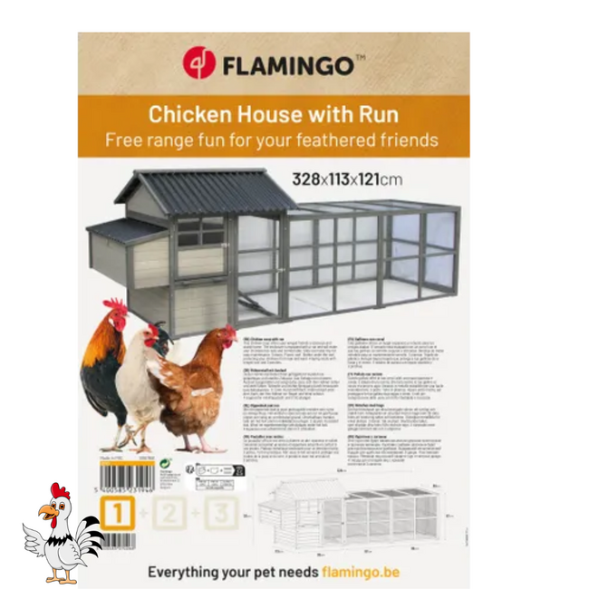 Kippenhok met ren - Comfortabel binnen- en buiten hok voor kippen - 328 x 113 x 121 cm