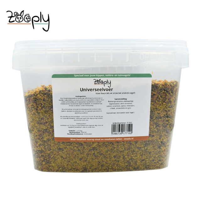 Universeelvoer - Krachtvoer voor Kwartels - 1,5 kg - In Emmer