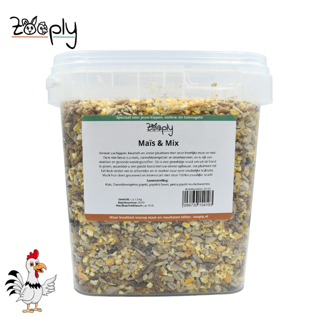 Zooply Maïs en Mix 1,5 kg - Gedroogde Insecten voor Kippen en ander Pluimvee - Gezonde Snack