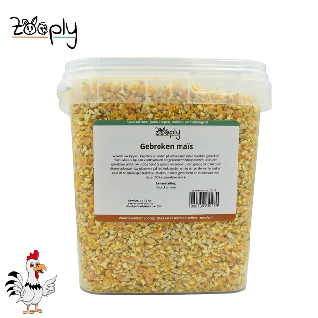 Zooply Gebroken Maïs 1,5 kg - Gebroken maïs voor Kippen en ander Pluimvee - Gezonde Snack