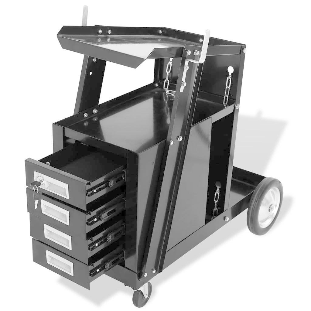 TM Chariot de soudage, chariot à outils avec 4 tiroirs, modèle noir 2