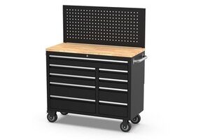 TM 122 cm Chariot à Outils / Etabli Profi avec Plateau en Bois et Fond de Travail