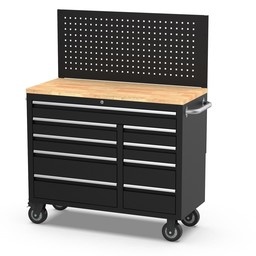 TM 122 cm Chariot à Outils / Etabli Profi avec Plateau en Bois et Fond de Travail