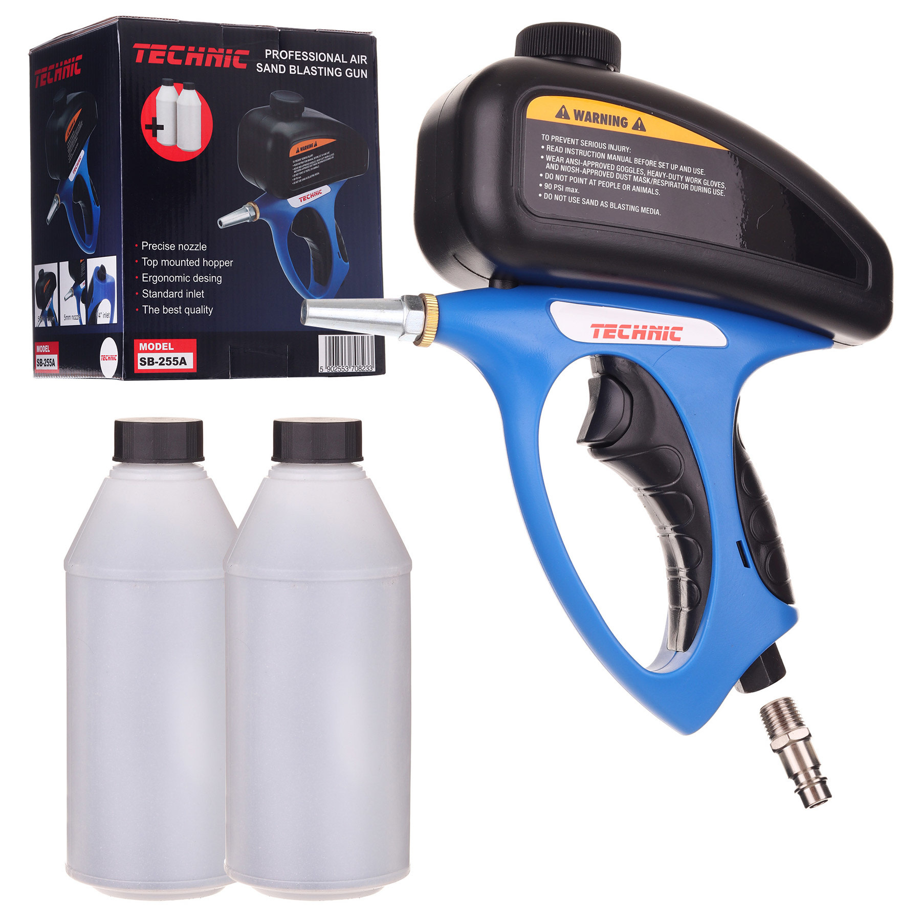 Pistolet de sablage TM avec 2 kg de grit et 1 buse inclus