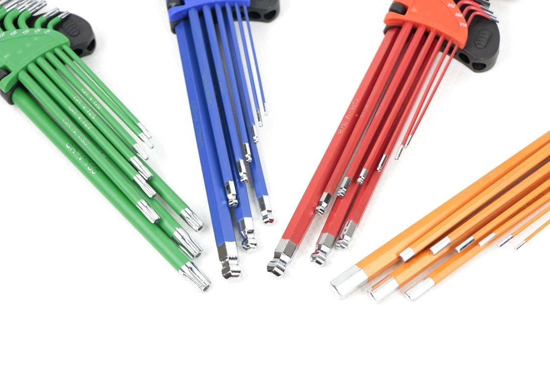 Ensemble professionnel de 36 clés Allen, dimensions en millimètres (MM), en pouces (INCH) et torx