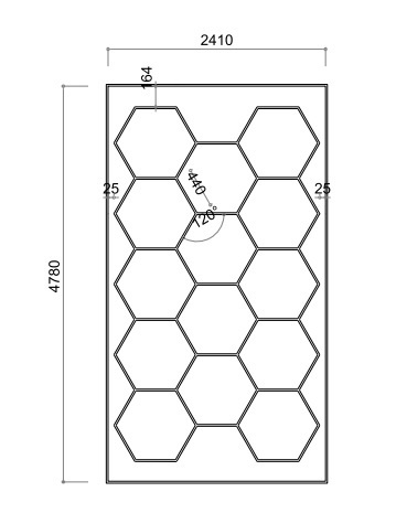 TM Led nid d abeille , Hexagon Lighting , Eclairage hexagonale , Eclairage led nid d abeille 241 x 478 cm