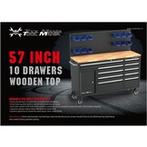 Établi TM de 158 cm avec 10 tiroirs, une porte et une paroi arrière