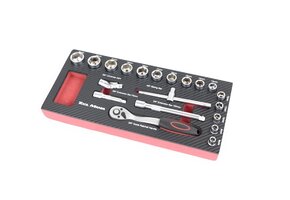 TM 20 Pièces Ensemble de Douilles 3/8 pouces, Insert en Mousse à Motif Carbone.