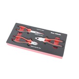 Ensemble de 3 pinces dans un insert en mousse avec un aspect carbone.