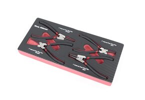 Ensemble de 4 pinces à circlips Zegering dans un insert en mousse avec un aspect carbone.