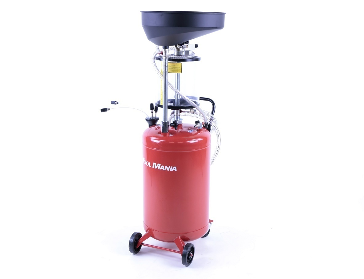 Système de collecte d'huile / Aspirateur d'huile TM avec bac en acier ROUGE.