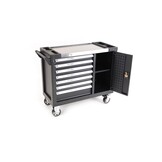 Chariot à outils XL Premium TM, rempli de 274 pièces, avec porte et incrustations en carbone.