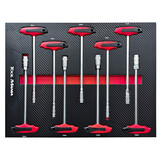 Chariot à outils TM rempli de 262 pièces avec 7 tiroirs et porte avec inserts en mousse.