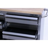 TM 136 cm - Chariot à outils / Établi professionnel en acier inoxydable avec plateau en bois.