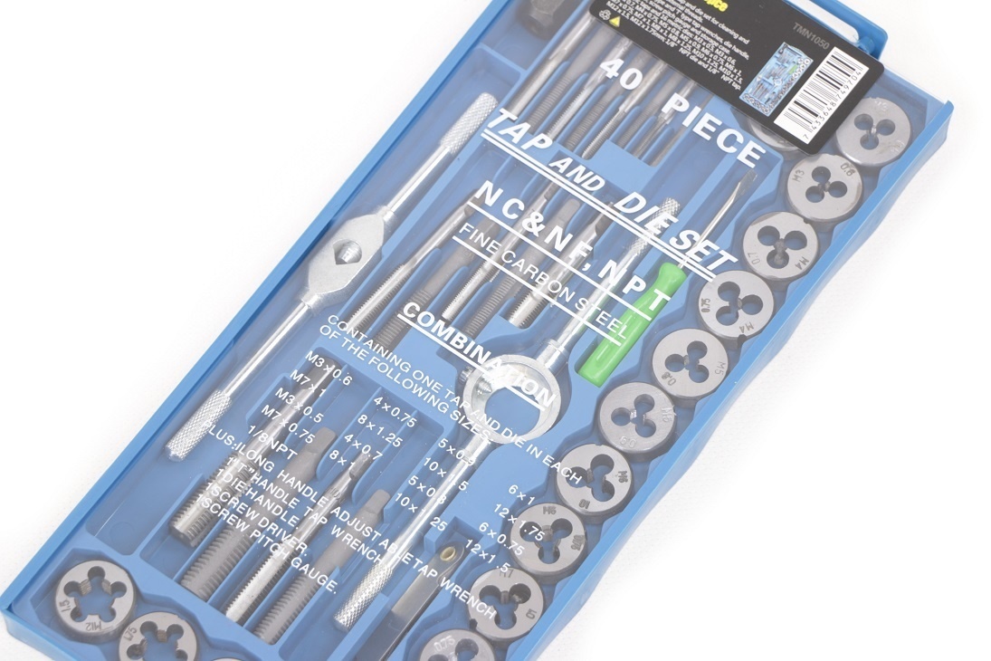 Ensemble de 40 pièces pour tarauder et couper au pas métrique, de M3 à M12.