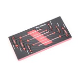Ensemble de 6 clés Torx à poignée en T TM avec insert en mousse à effet carbone.
