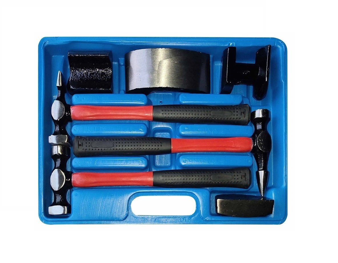 Ensemble de marteaux à débosseler de 7 pièces TM avec manches en fibre de verre antidérapants.